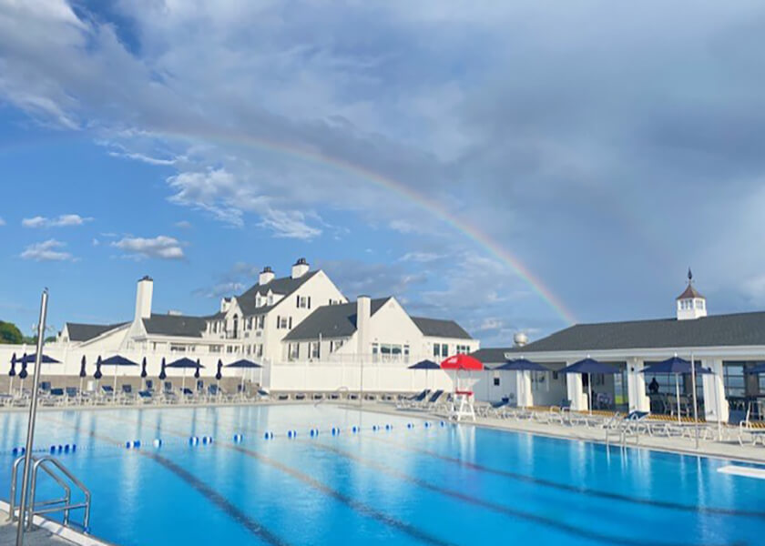 Rainbow over pool